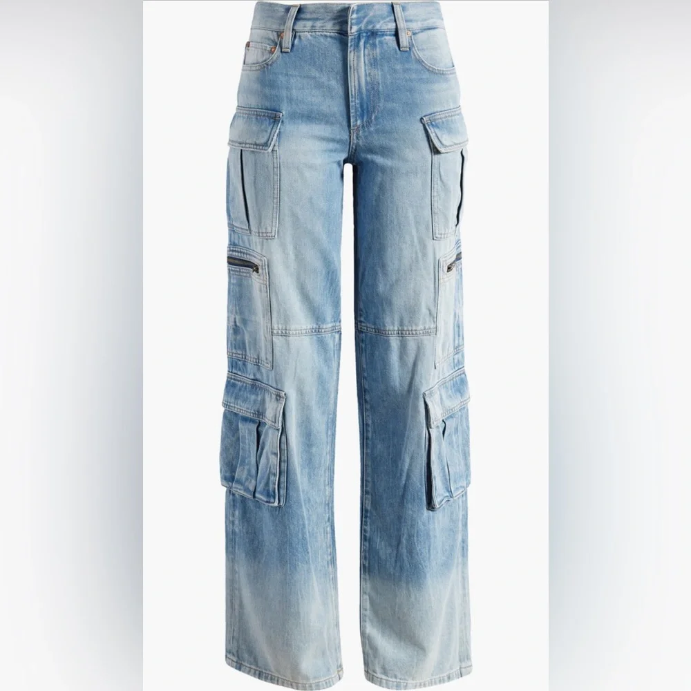 Alice + Olivia Cay Baggy Denim Cargo Pants sz 29 BRAND NEW WITH TAGS - Picture 3 of 10